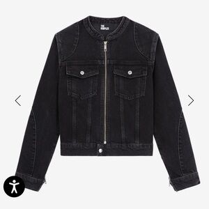 NWT The Kooples Black Denim biker Jacket! Size S, would fit XS- S.